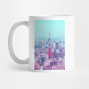 Tokyo Tower Citypop Aesthetic Pink and Blue 90s Vaporwave Photography y2k Mug